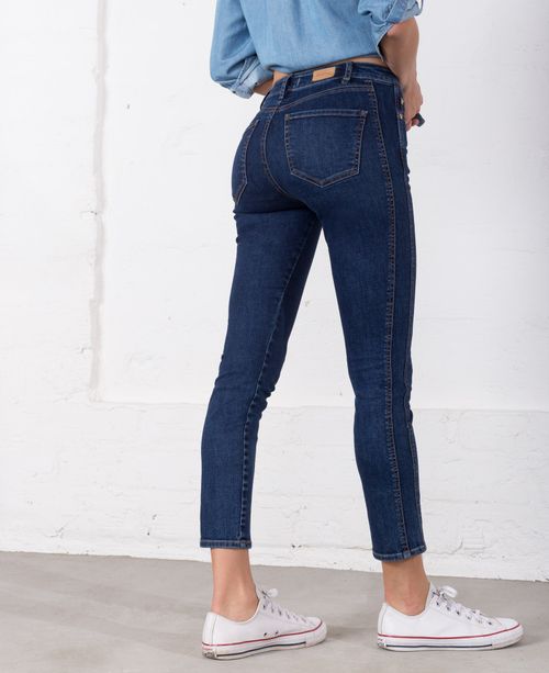 Jean para mujer tono oscuro Skinny tiro alto clásico