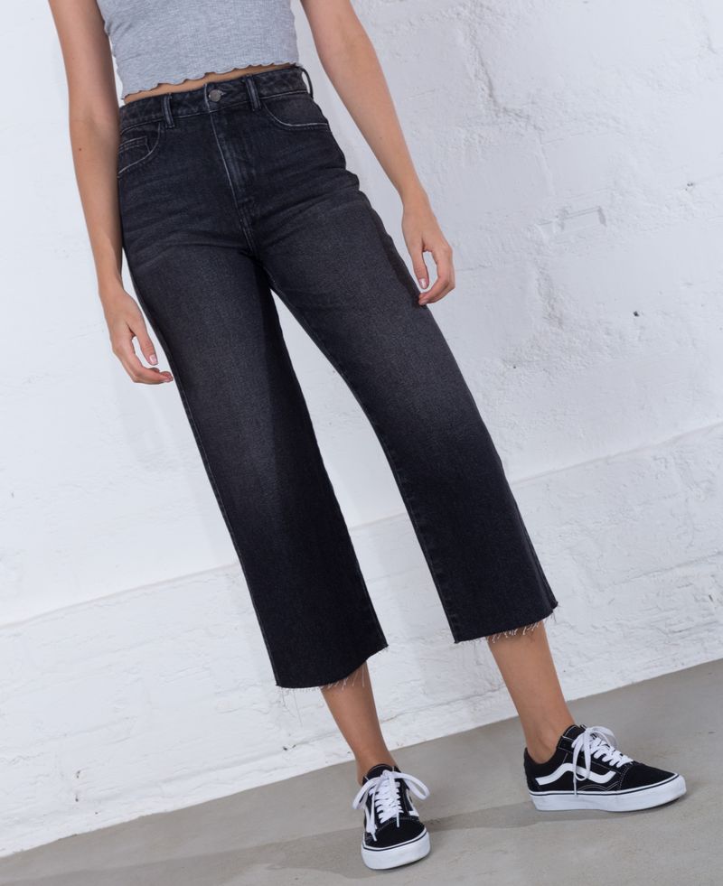 Jeans Cropped, Pantalón Negro Mujer