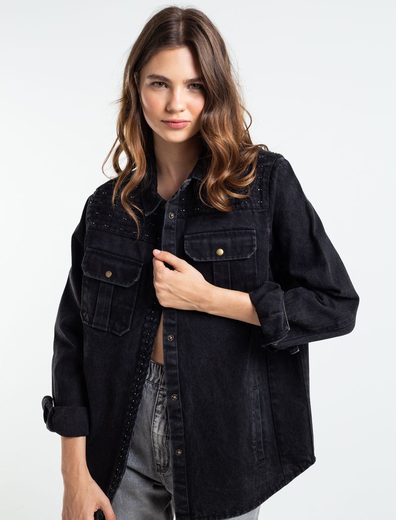 Chaqueta en black denim negro