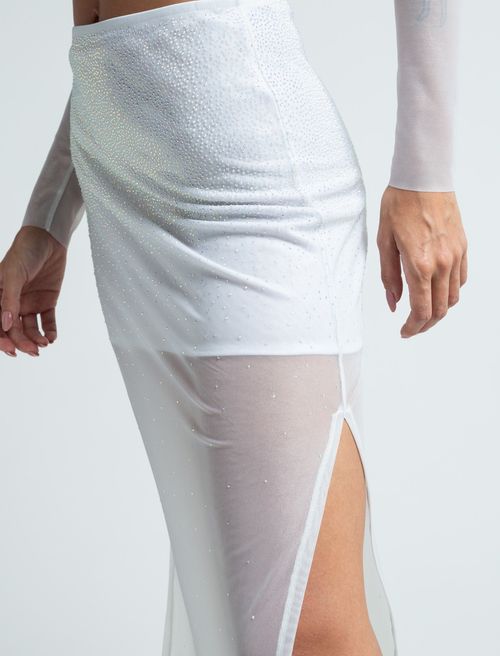 Falda en tela con transparencia