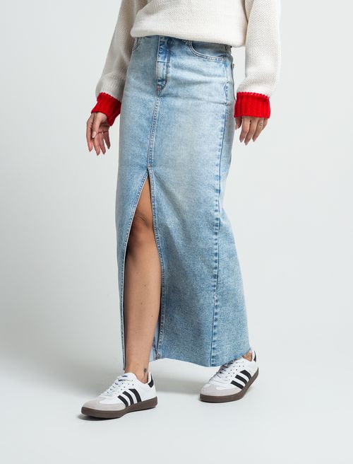 Falda larga en denim