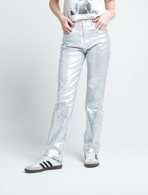 Pantalón con efecto metalizado