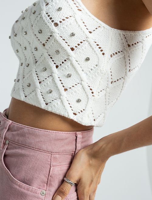 Camiseta tejida de tiras