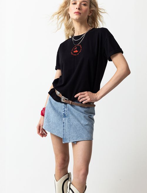 Falda corta en denim