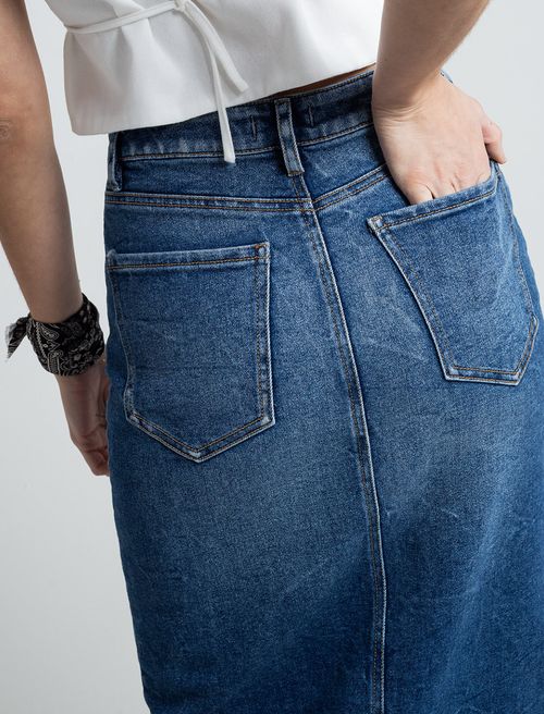 Falda larga en denim