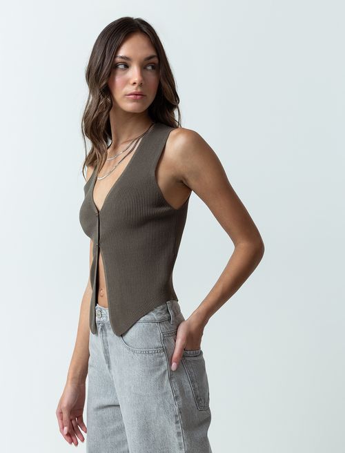 Camiseta tejida de escote en V