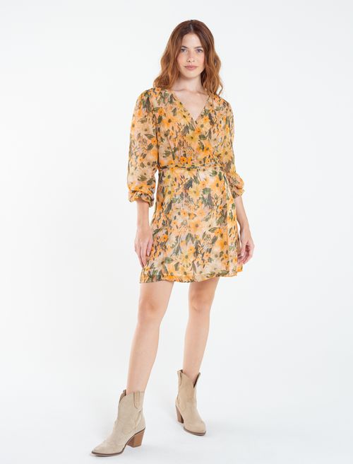 Vestido corto manga larga