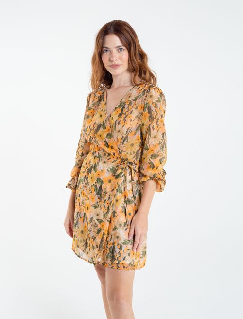 Vestido corto manga larga