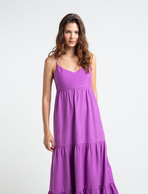 Vestido largo con cortes en falda