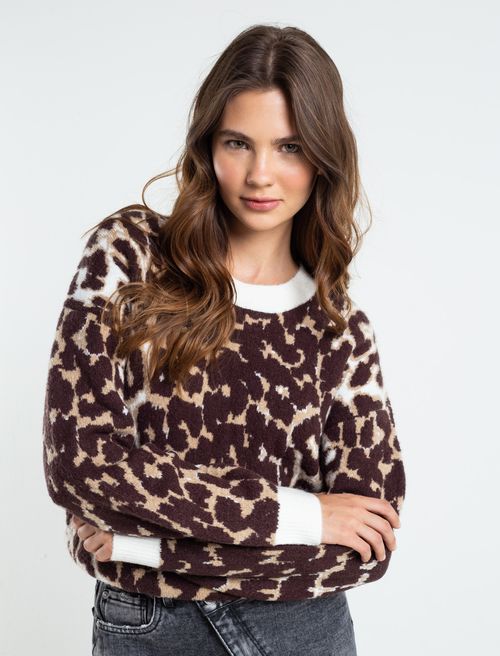 Buzo tejido con diseño de animal print