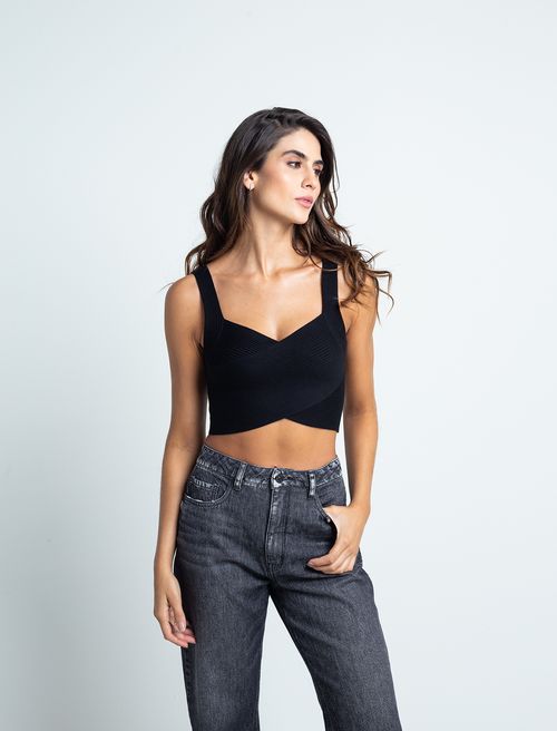 Crop top tejido de tiras