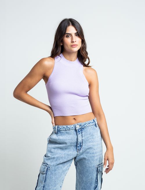 Camiseta tejida tipo crop