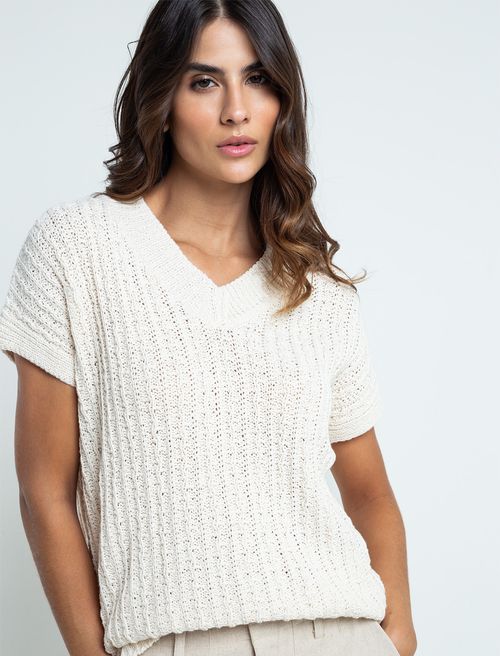 Camiseta tejida cuello en V