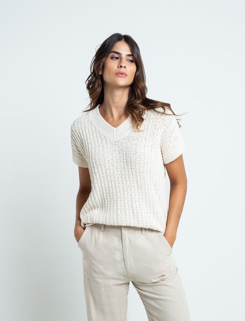 Camiseta tejida cuello en V