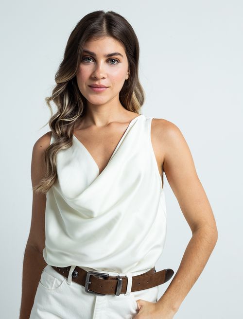 Camisa de cuello drapeado