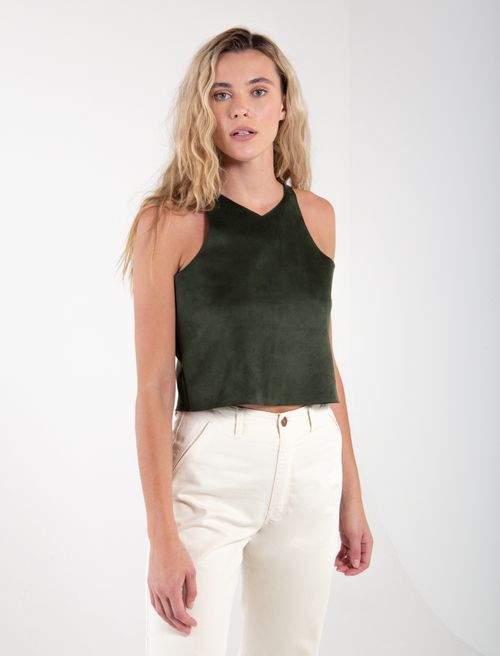 Camisa tipo crop top manga sisa