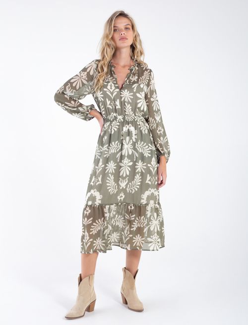 Vestido midi de manga larga