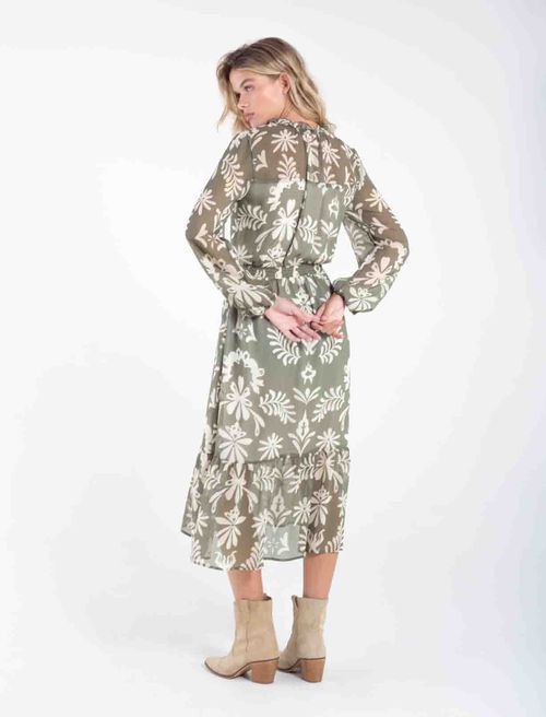 Vestido midi de manga larga