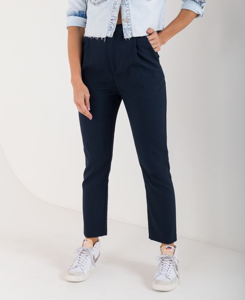 Pantalón azul Relax tiro súper alto con pinzas