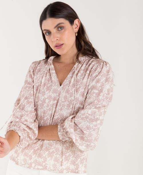 Camisa estampada manga tres cuartos