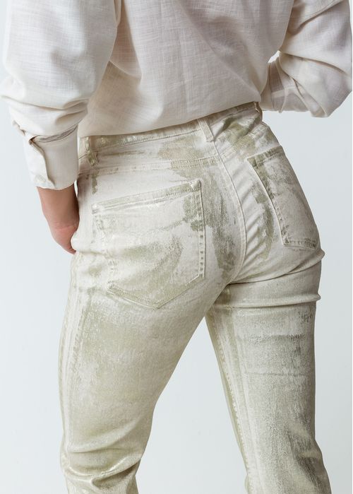 Pantalón con efecto metalizado