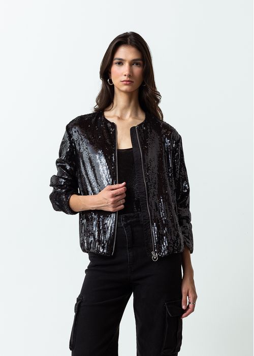 Chaqueta en tela de lentejuelas