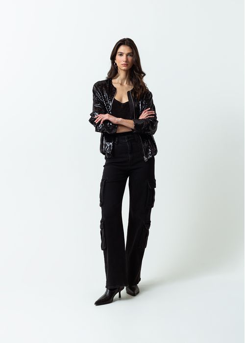 Chaqueta en tela de lentejuelas