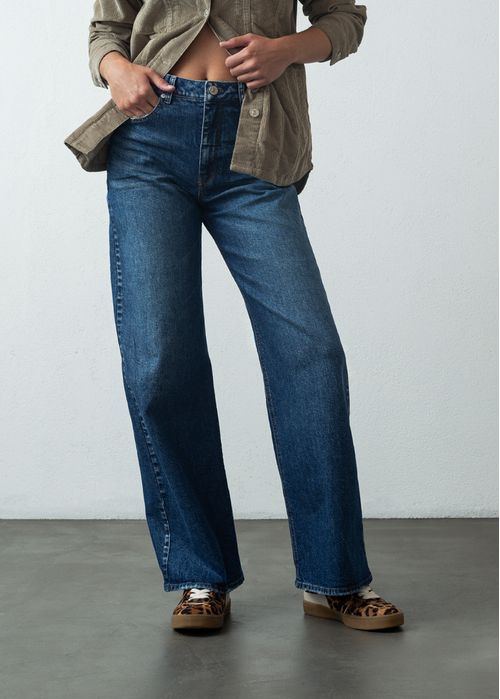 Jean Wide Leg fit tono oscuro
