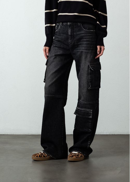 Jean Wide Leg fit tipo cargo