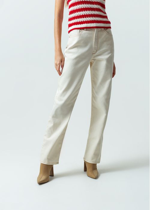 Pantalón Straight tiro alto en denim