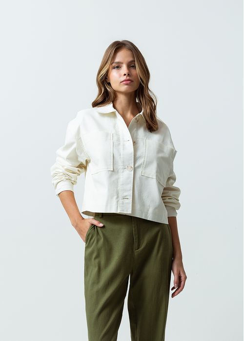 Chaqueta en tela efecto lino
