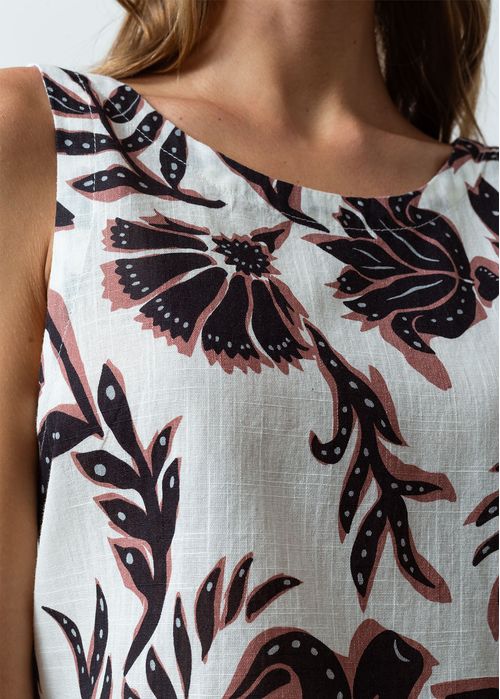Camisa manga sisa de hojas y flores