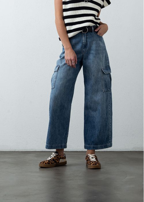 Jean Wide Leg cropped de tiro súper alto