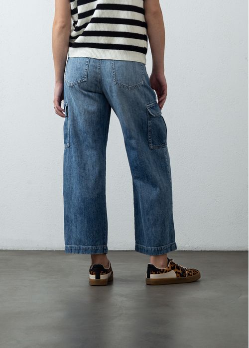Jean Wide Leg cropped de tiro súper alto