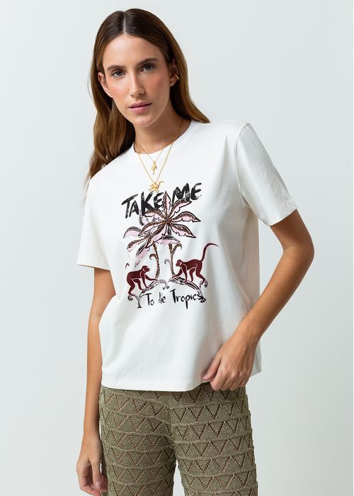 Camiseta manga corta con apliques en frente
