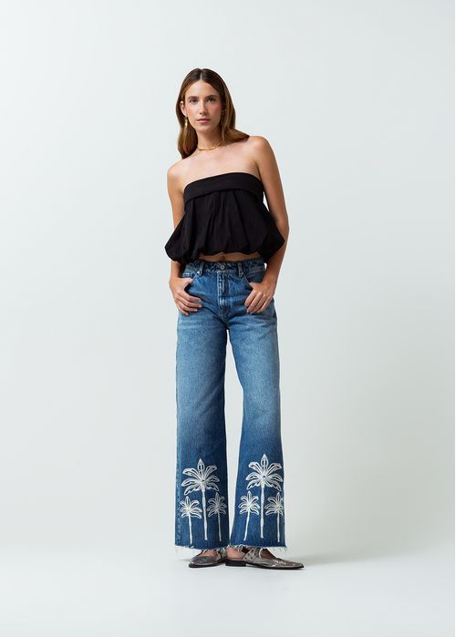 Camisa strapless tipo crop