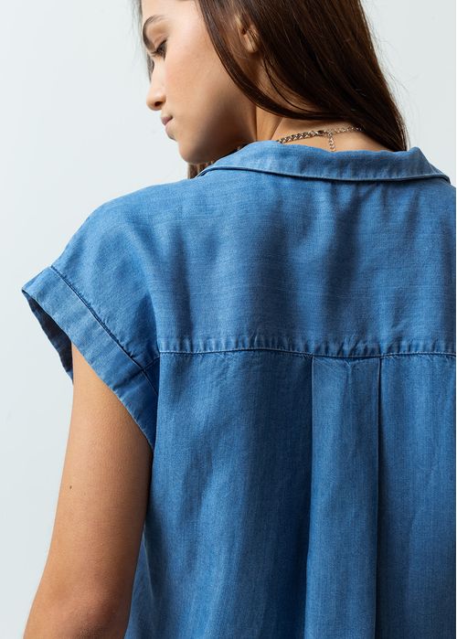 Camisa manga corta en tipo denim