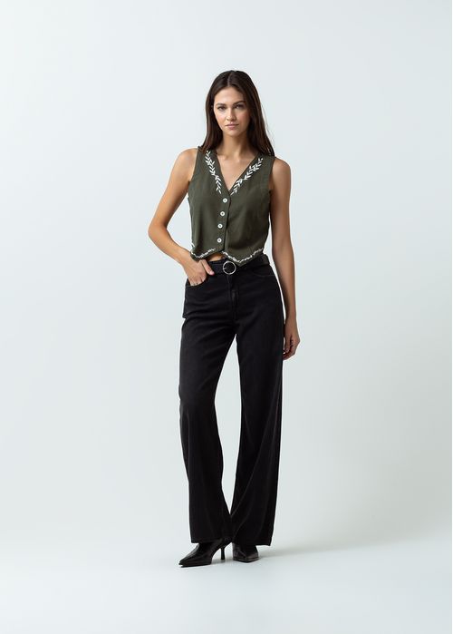 Camisa manga sisa con apliques