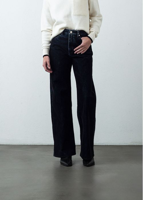 Jean Wide Leg Long tiro súper alto tono oscuro