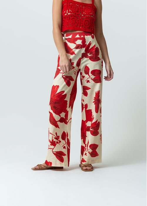 Pantalón Wide Leg tiro súper alto de flores