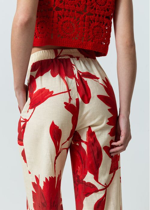 Pantalón Wide Leg tiro súper alto de flores