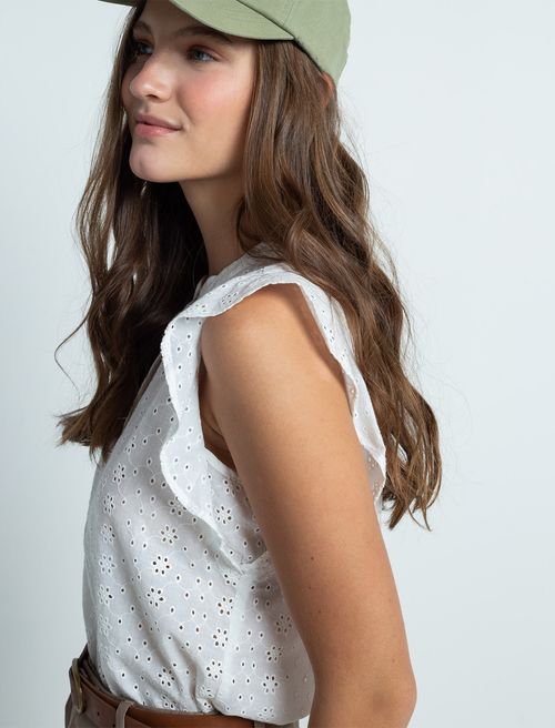 Camisa manga sisa con bolero en ojalillo