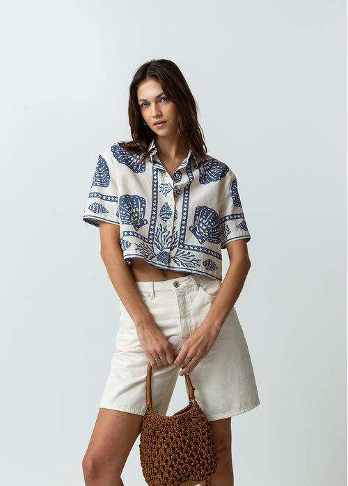 Camisa manga corta con estampados marinos