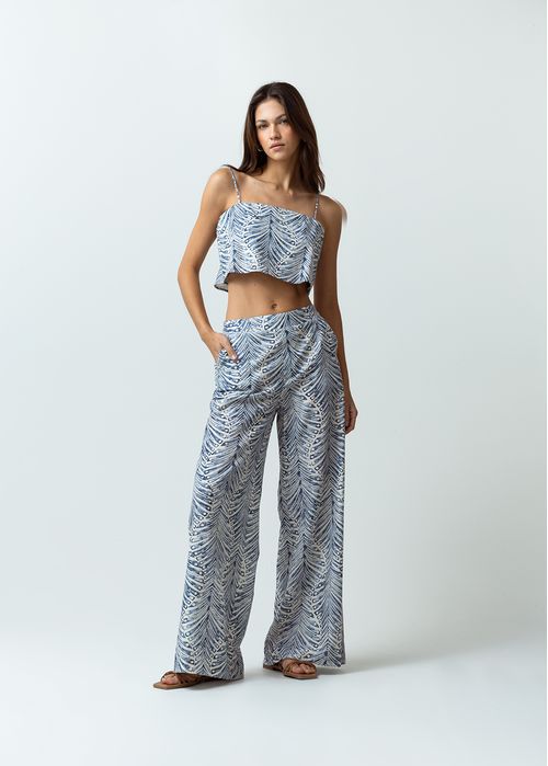 Pantalón Palazzo tiro súper alto estampado