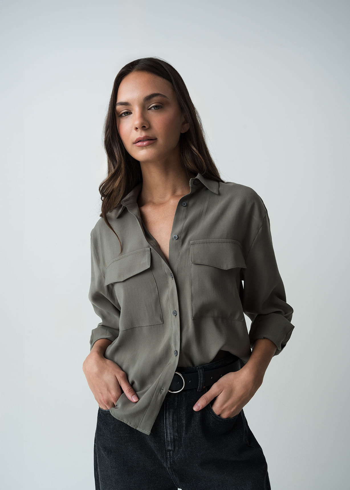 Naf Naf Blusas Mujer Ropa Camisa Verde Militar Mujer Outfit Camisa