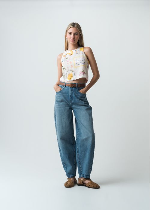 Camisa manga sisa con estampado de flores
