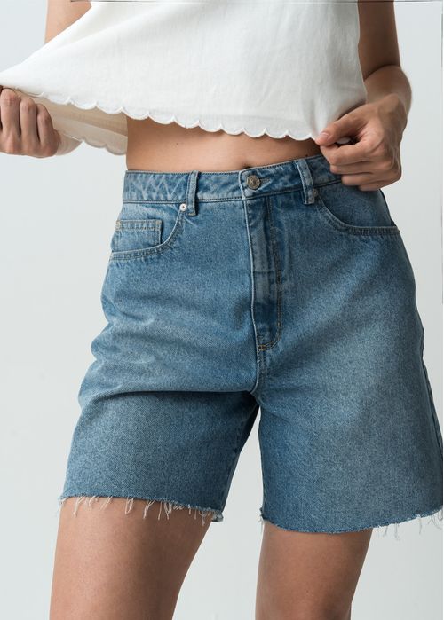 Short en denim tiro alto
