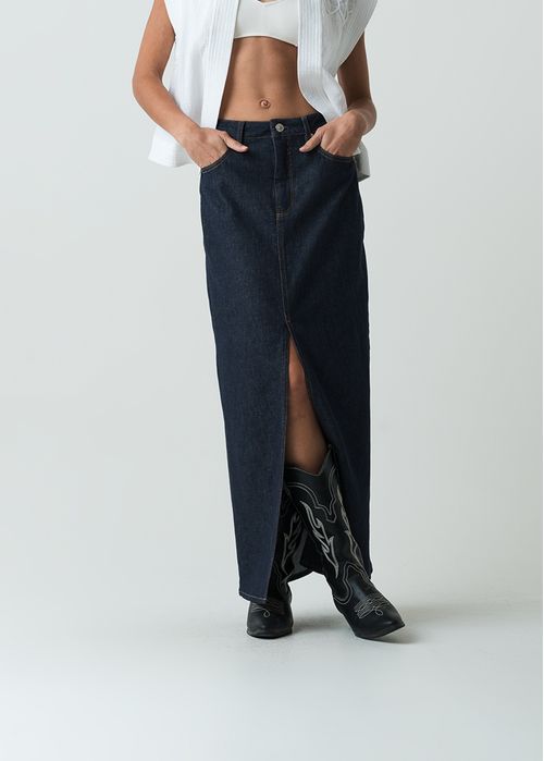 Falda larga en denim