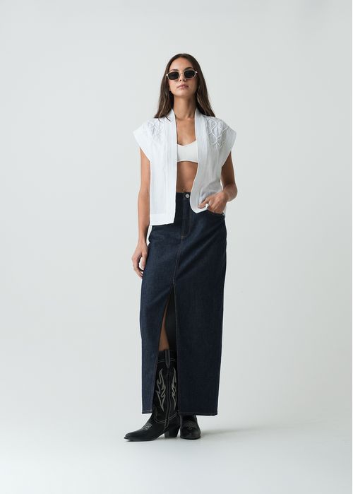 Falda larga en denim