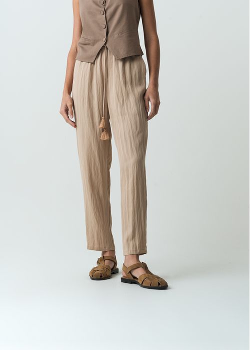 Pantalón Relax tiro alto tipo lino